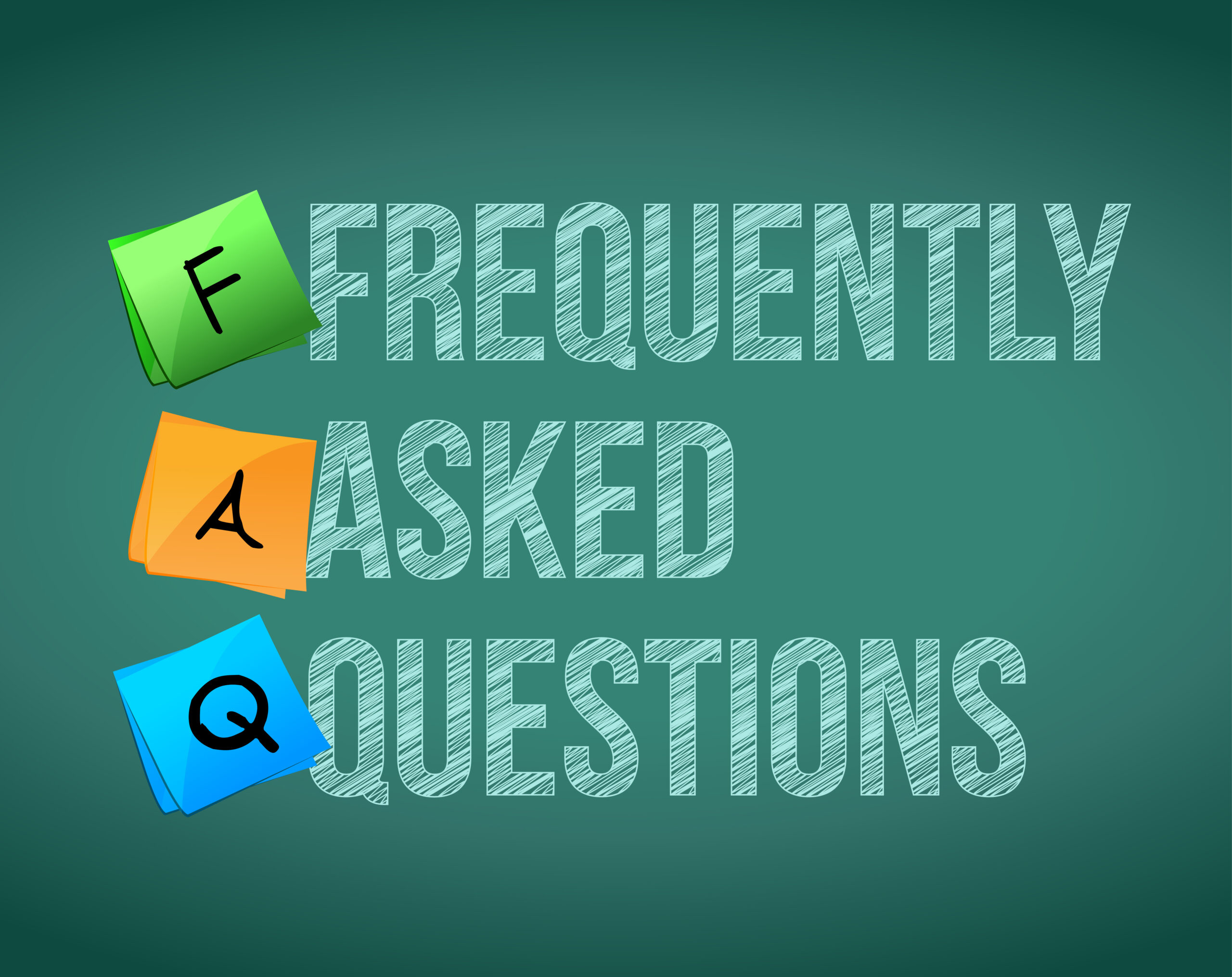 FAQ writing with white chalk on blackboard Oft gestellte Fragen